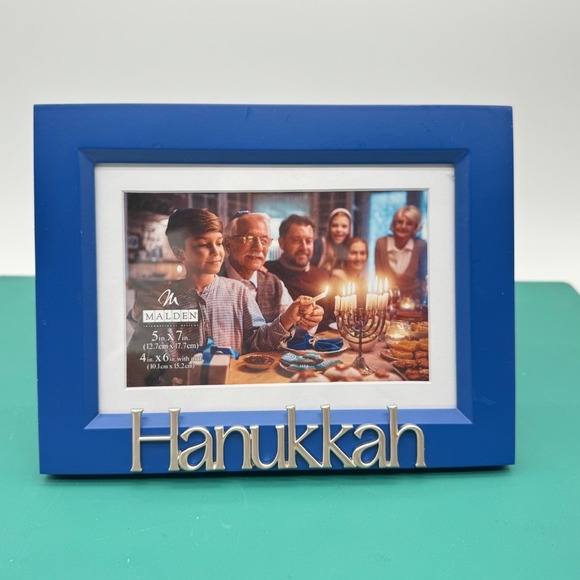 Malden International Other - Malden Hanukkah 5x7 Photo Picture Frame Blue Silver 4x6 Mat NOS New Other